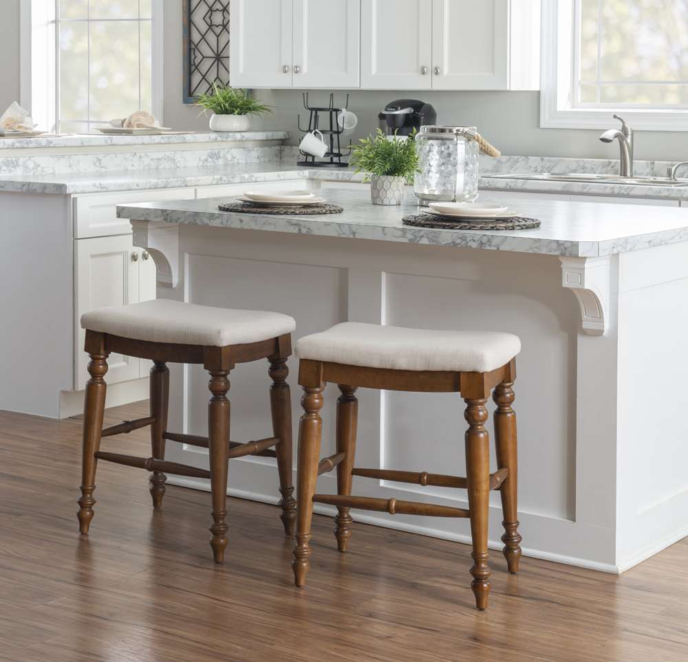 Linon Home Decor - Marino 25in Backless Counter Stool, Linen/Walnut - CS241WAL01U veiw 5