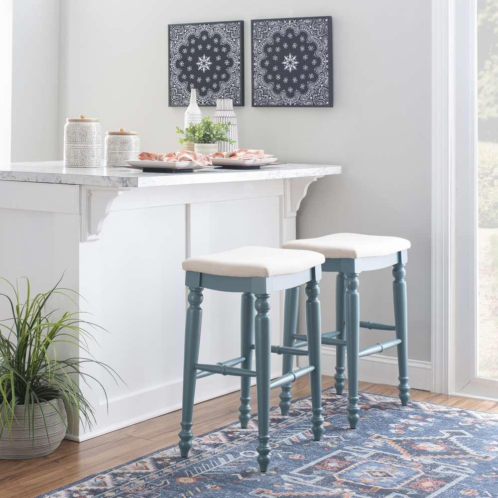 Linon Home Decor - Marino Blue Backless Bar Stool - BS202BLUE01U veiw 5