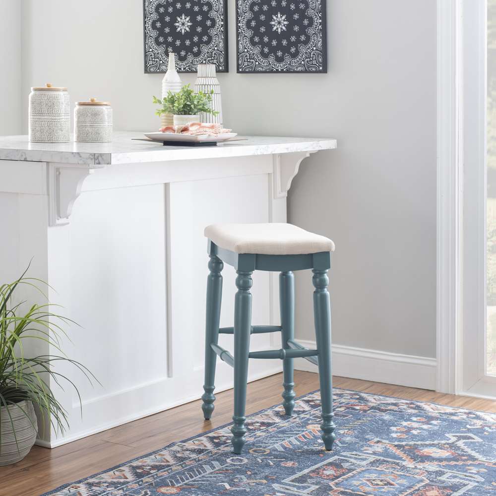 Linon Home Decor - Marino Blue Backless Bar Stool - BS202BLUE01U veiw 6