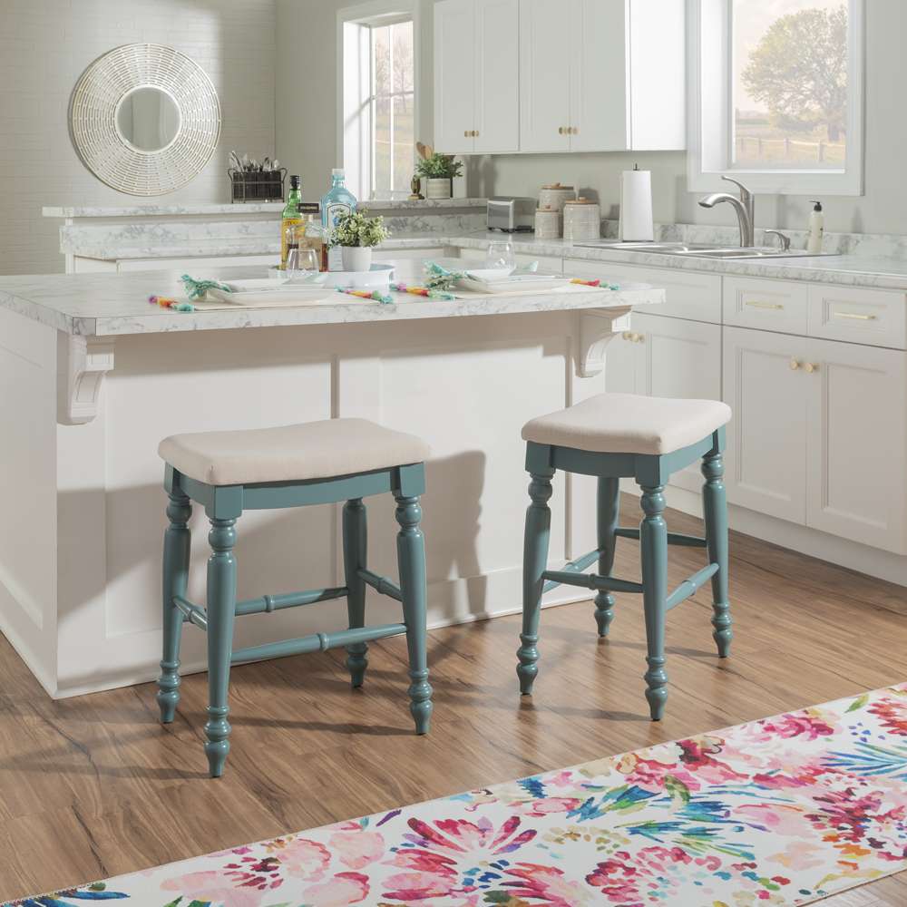 Linon Home Decor - Marino Blue Backless Counter Stool - CS201BLUE01U veiw 5