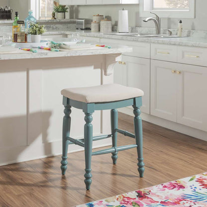 Linon Home Decor - Marino Blue Backless Counter Stool - CS201BLUE01U veiw 6