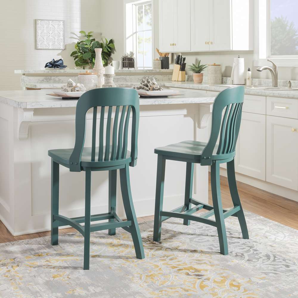 Linon Home Decor - Maylen Green Counter Stool W Wood Seat (Set of 2) - BS294GRN02ASU veiw 6