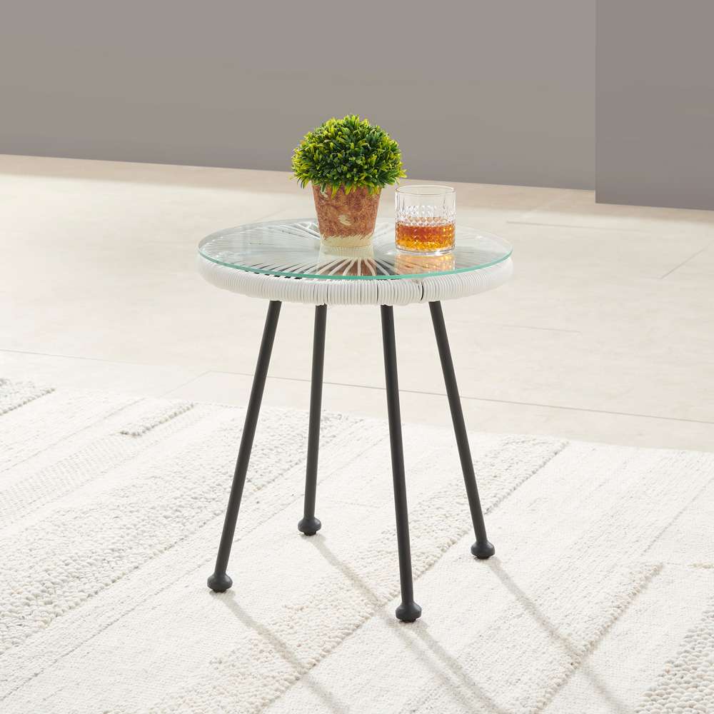 Linon Home Decor - Millicent 3pc Outdoor Set, White - OD61WHT3PCSET veiw 3
