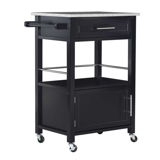 Linon Home Decor - Mitchell Black Kitchen Cart With Granite Top  - 464808BLK01U veiw 1