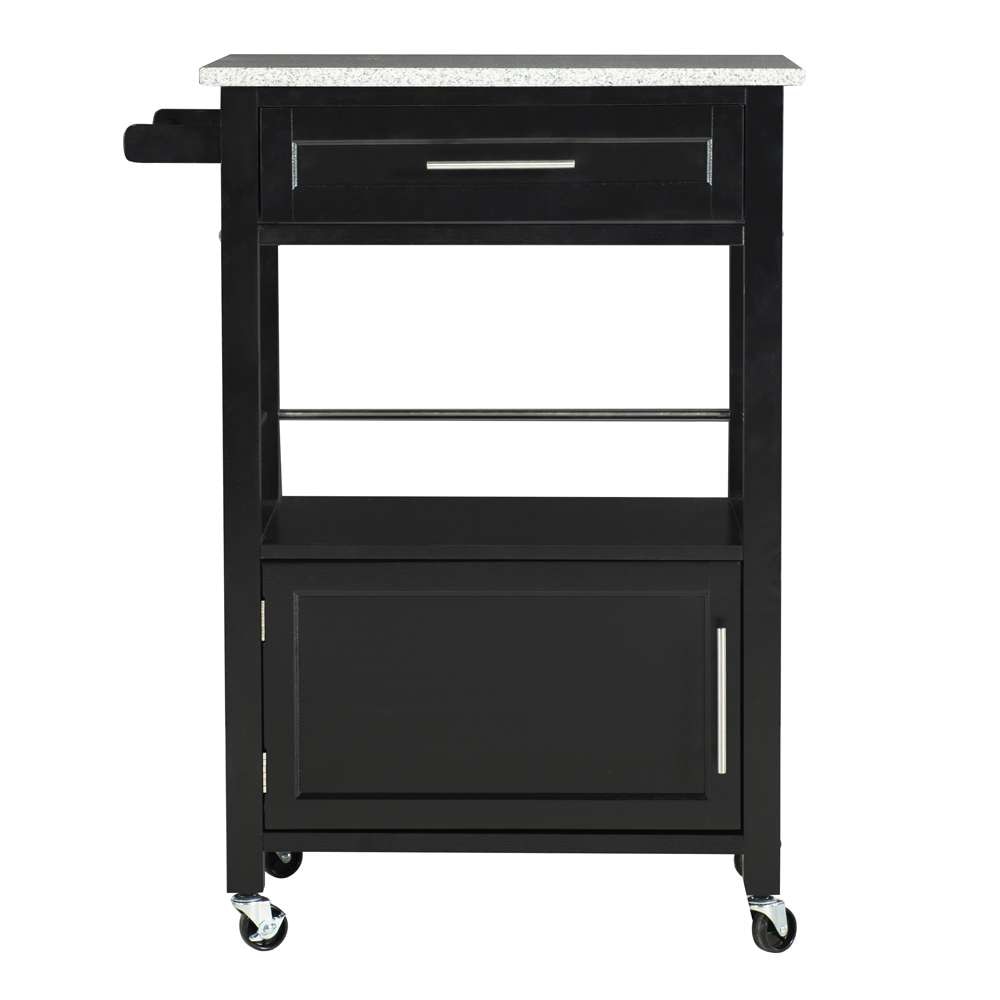 Linon Home Decor - Mitchell Black Kitchen Cart With Granite Top  - 464808BLK01U veiw 2