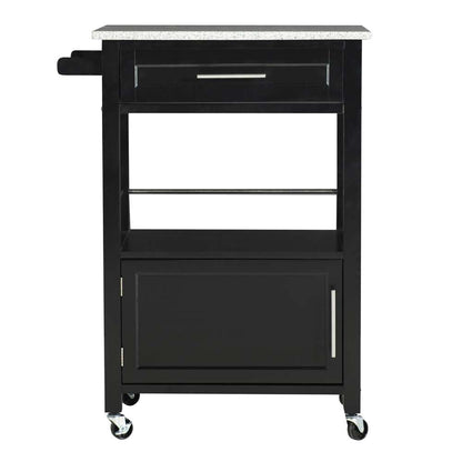 Linon Home Decor - Mitchell Black Kitchen Cart With Granite Top  - 464808BLK01U veiw 2