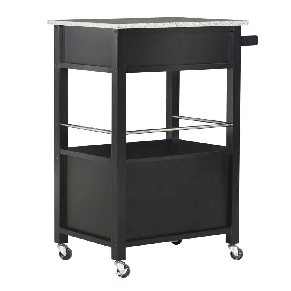 Linon Home Decor - Mitchell Black Kitchen Cart With Granite Top  - 464808BLK01U veiw 3