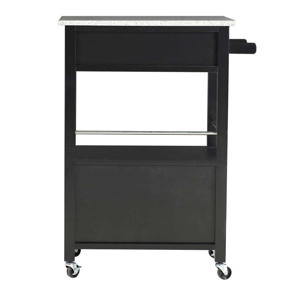 Linon Home Decor - Mitchell Black Kitchen Cart With Granite Top  - 464808BLK01U veiw 4