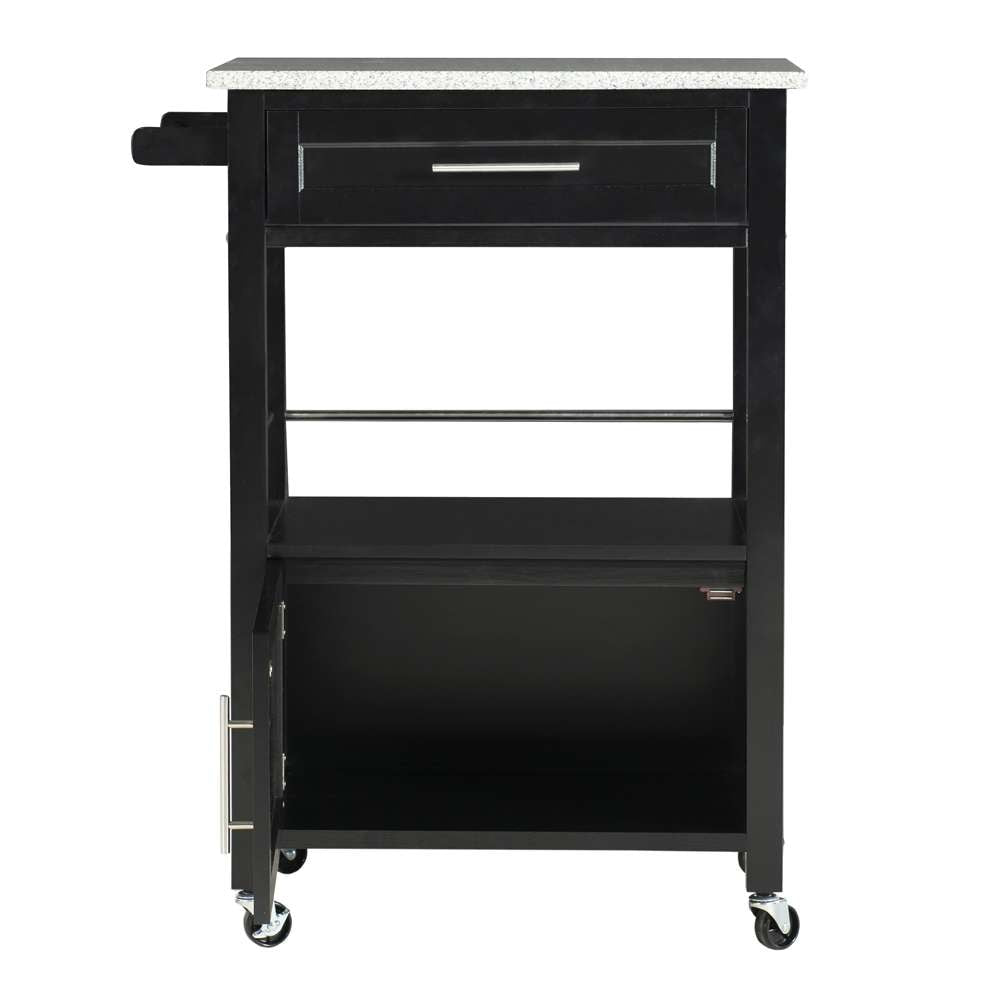 Linon Home Decor - Mitchell Black Kitchen Cart With Granite Top  - 464808BLK01U veiw 5
