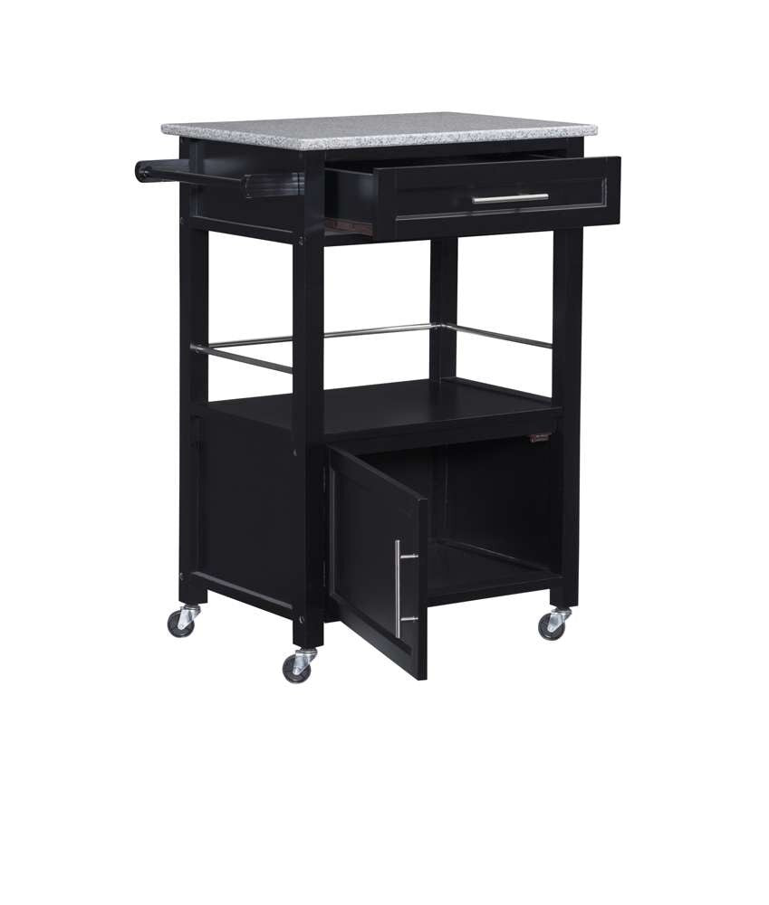 Linon Home Decor - Mitchell Black Kitchen Cart With Granite Top  - 464808BLK01U veiw 6