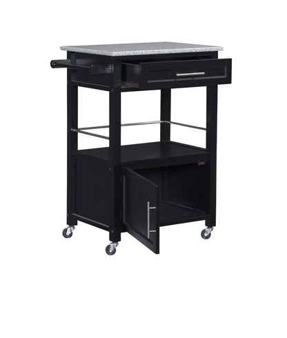 Linon Home Decor - Mitchell Black Kitchen Cart With Granite Top  - 464808BLK01U veiw 6