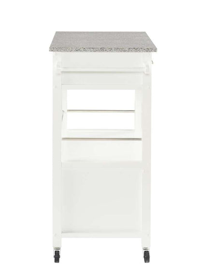 Linon Home Decor - Mitchell Kitchen Cart With Granite Top - 464808WHT01U veiw 3