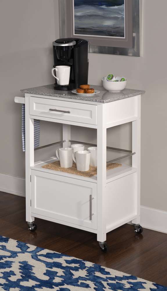 Linon Home Decor - Mitchell Kitchen Cart With Granite Top - 464808WHT01U veiw 4