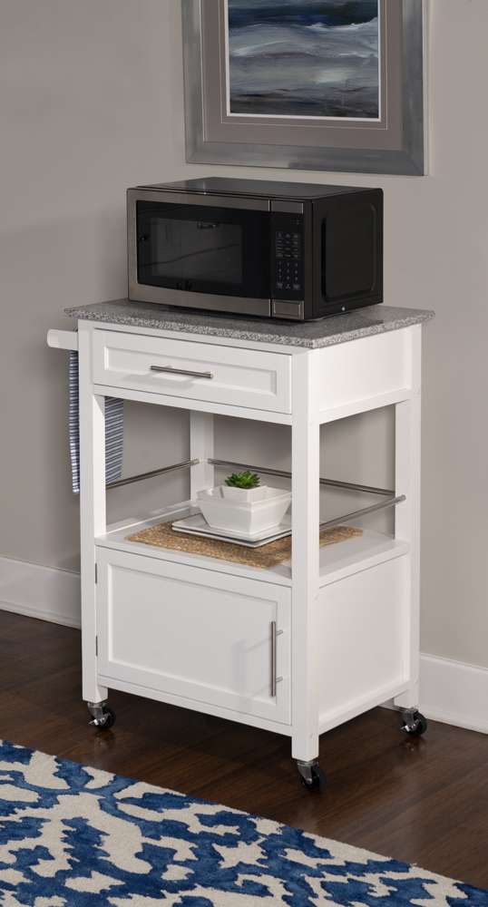 Linon Home Decor - Mitchell Kitchen Cart With Granite Top - 464808WHT01U veiw 5