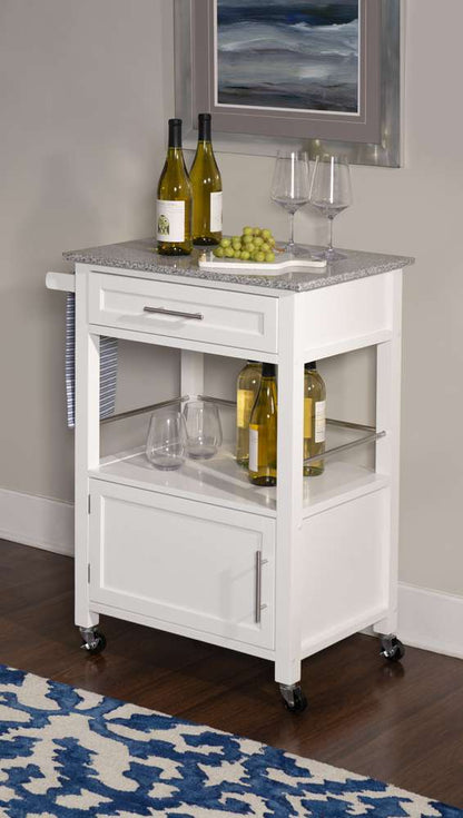 Linon Home Decor - Mitchell Kitchen Cart With Granite Top - 464808WHT01U veiw 6