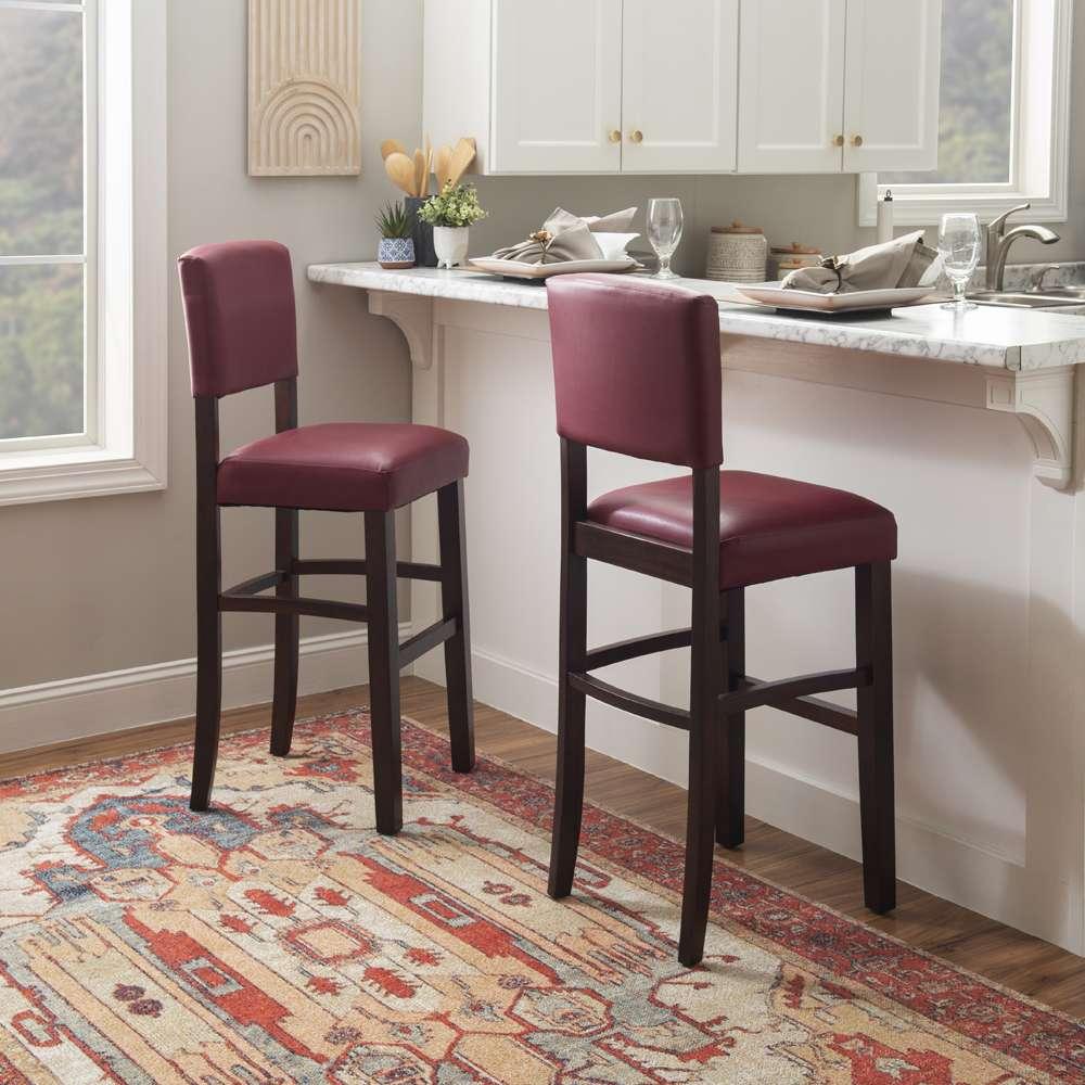 Linon Home Decor - Monaco Bar Stool Dark Red  - 0218RED-01-KD-U veiw 6