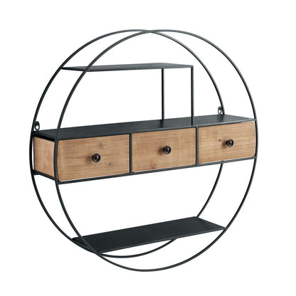 Linon Home Decor - Nerissa Round Wall Decor With Three Drawers - WL271MTL01ASU veiw 3