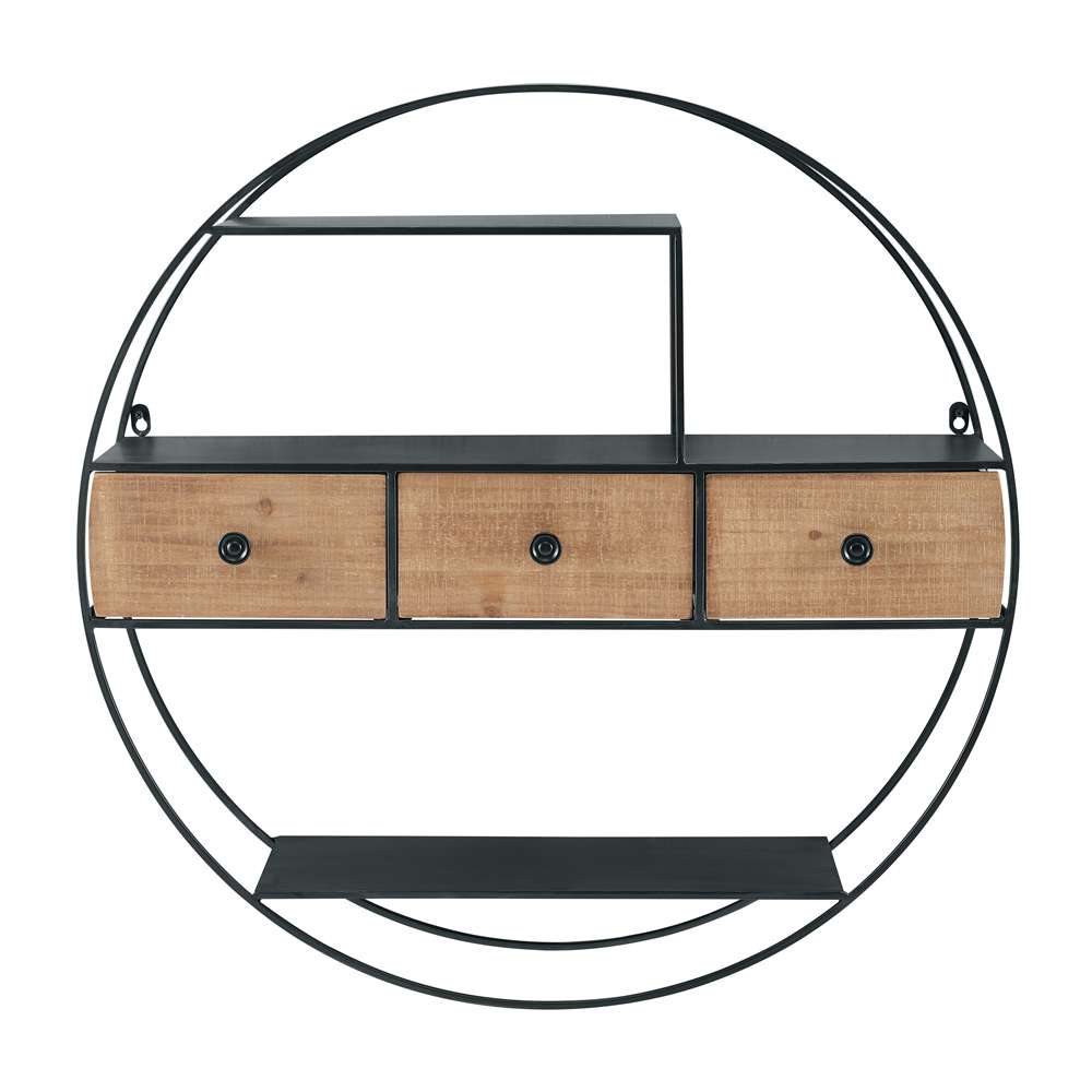 Linon Home Decor - Nerissa Round Wall Decor With Three Drawers - WL271MTL01ASU veiw 4