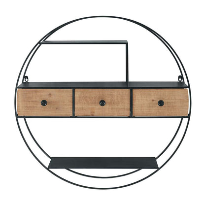 Linon Home Decor - Nerissa Round Wall Decor With Three Drawers - WL271MTL01ASU veiw 4