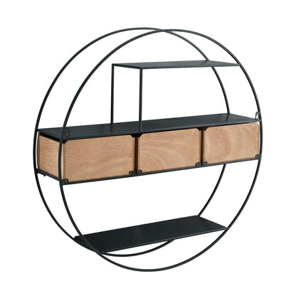 Linon Home Decor - Nerissa Round Wall Decor With Three Drawers - WL271MTL01ASU veiw 5