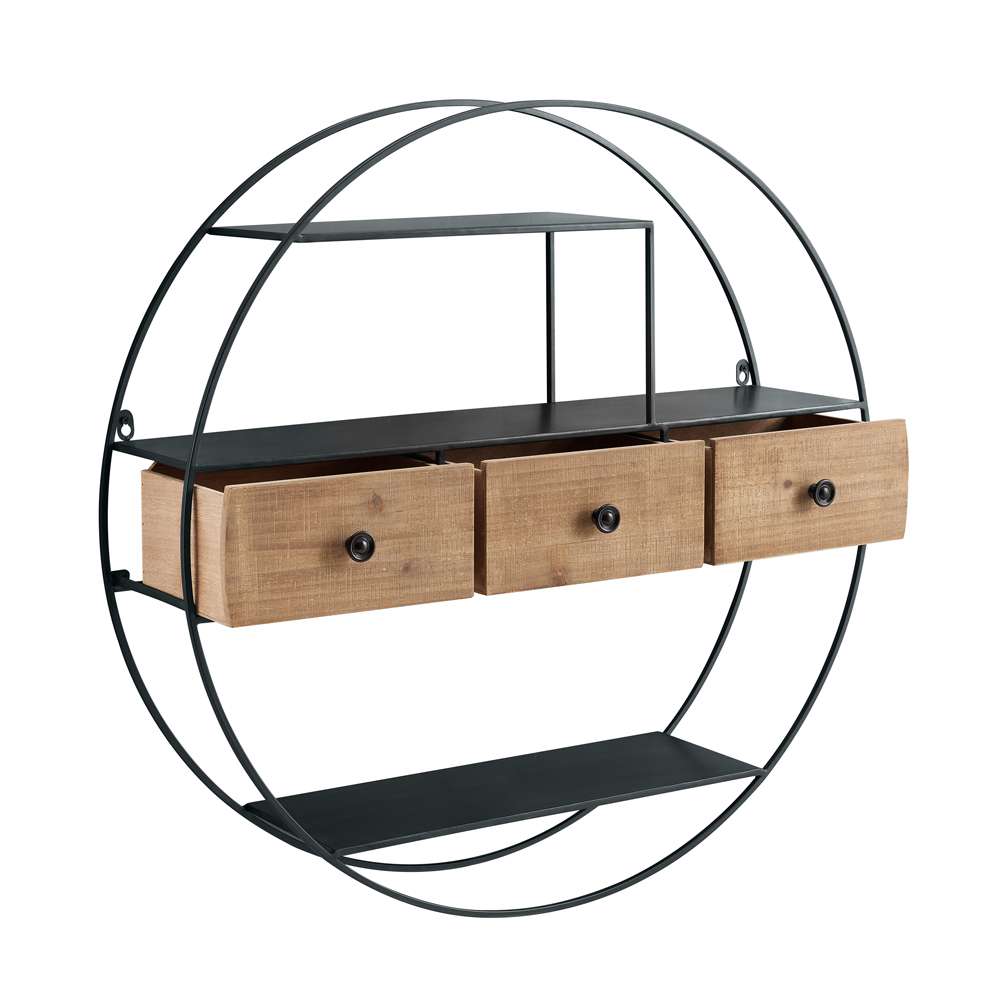Linon Home Decor - Nerissa Round Wall Decor With Three Drawers - WL271MTL01ASU veiw 6