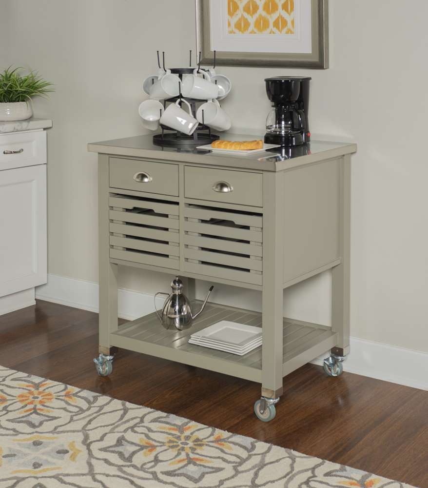 Linon Home Decor - Noelle Grey Kitchen Cart - 464810GRY01U veiw 3