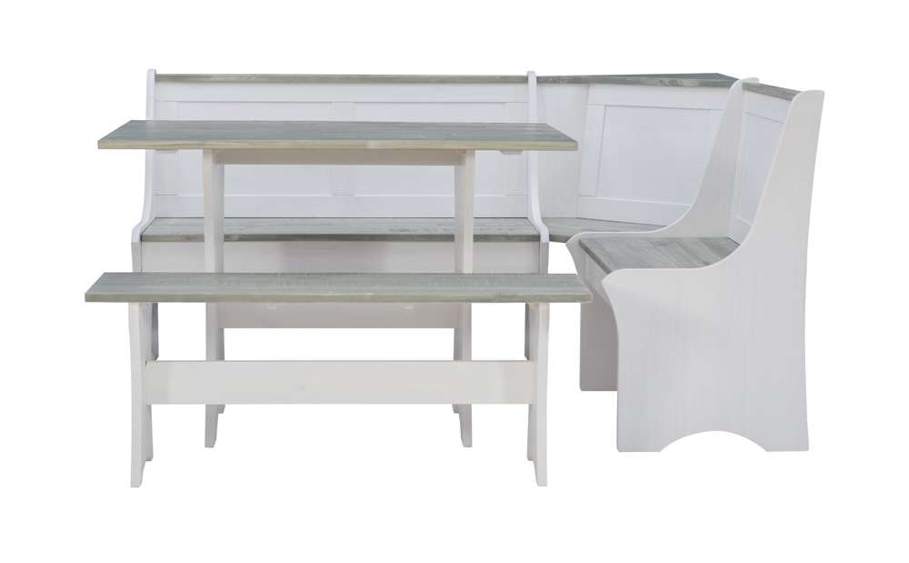 Linon Home Decor - Parkside Greywash White Corner Nook - KNK152WHTABU veiw 6