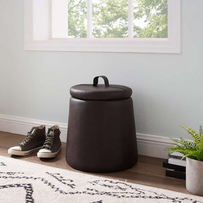Linon Home Decor - Patric Storage Faux Leather Ottoman, Brown  - ST008BRP01U veiw 1