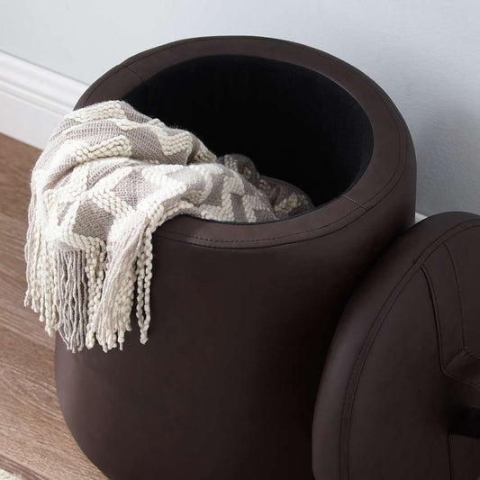Linon Home Decor - Patric Storage Faux Leather Ottoman, Brown  - ST008BRP01U veiw 2