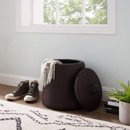 Linon Home Decor - Patric Storage Faux Leather Ottoman, Brown  - ST008BRP01U veiw 3
