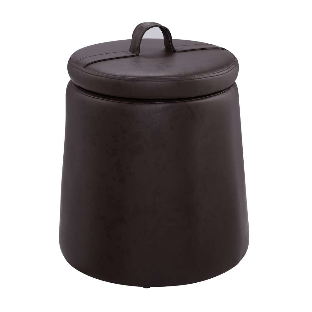 Linon Home Decor - Patric Storage Faux Leather Ottoman, Brown  - ST008BRP01U veiw 4