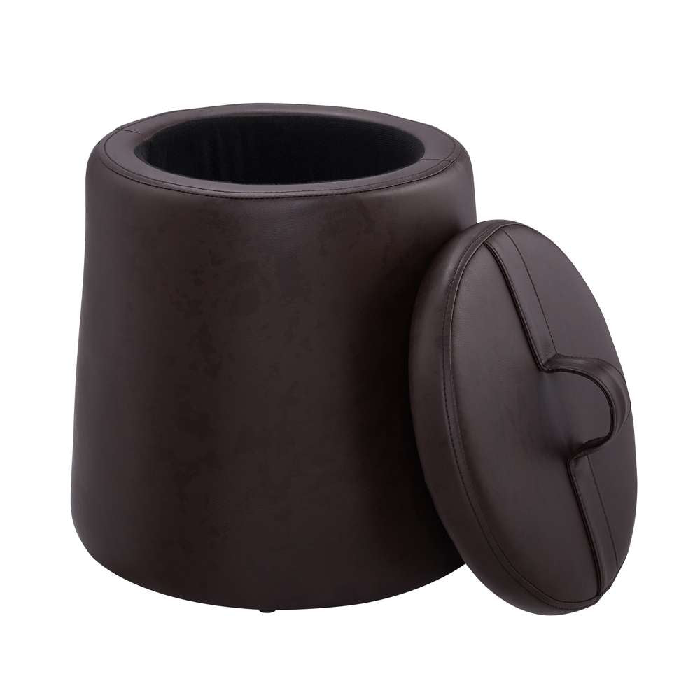 Linon Home Decor - Patric Storage Faux Leather Ottoman, Brown  - ST008BRP01U veiw 5