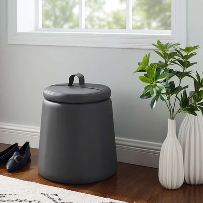 Linon Home Decor - Patric Storage Faux Leather Ottoman, Grey - ST008GRP01U veiw 1