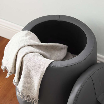 Linon Home Decor - Patric Storage Faux Leather Ottoman, Grey - ST008GRP01U veiw 2