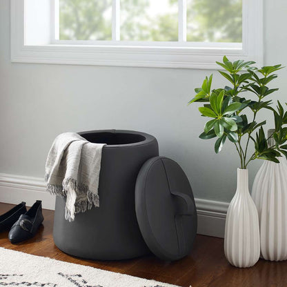 Linon Home Decor - Patric Storage Faux Leather Ottoman, Grey - ST008GRP01U veiw 3