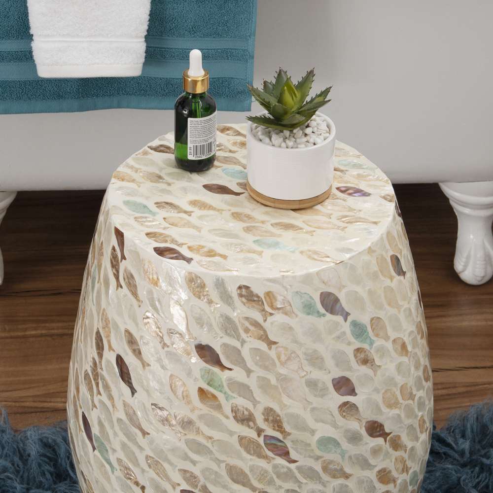 Linon Home Decor - Pattison Capiz Drum Table Fish  - PR1108FISH01ASU veiw 4