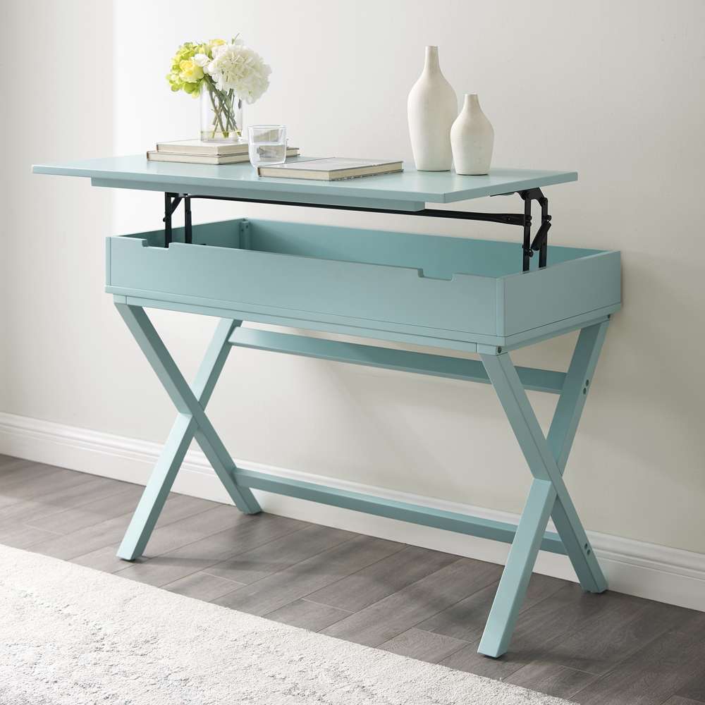 Linon Home Decor - Peggy Lift Top Desk, Turquoise - 99422PTU01U veiw 2