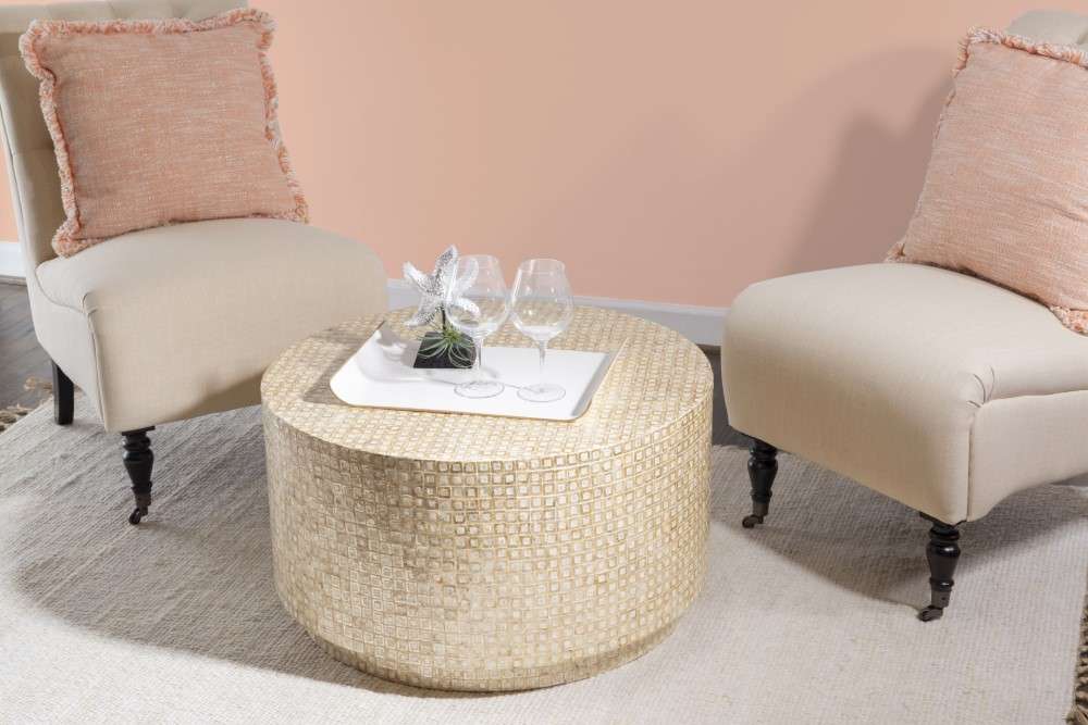 Linon Home Decor - Perrin Capiz Mosaic Coffee Table - PR1100GLD01ASU veiw 3