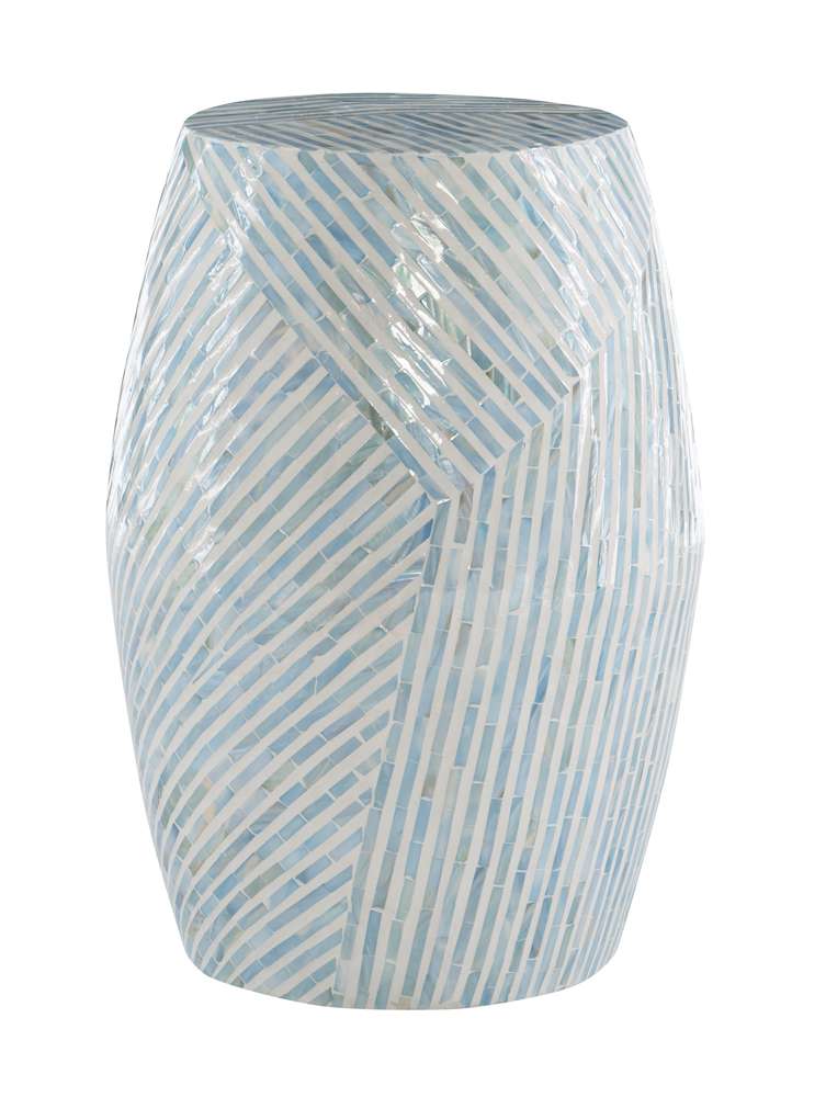 Linon Home Decor - Prianna Mosaic Capiz Drum Table  - PR1102LTBLU01ASU veiw 1