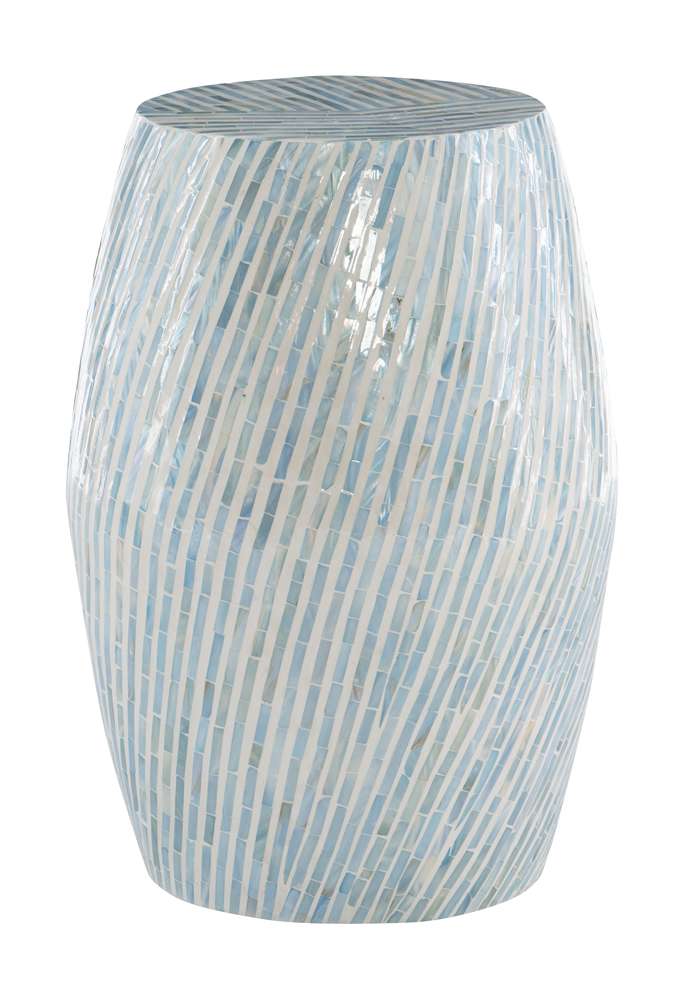 Linon Home Decor - Prianna Mosaic Capiz Drum Table  - PR1102LTBLU01ASU veiw 2