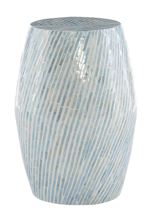 Linon Home Decor - Prianna Mosaic Capiz Drum Table  - PR1102LTBLU01ASU veiw 2