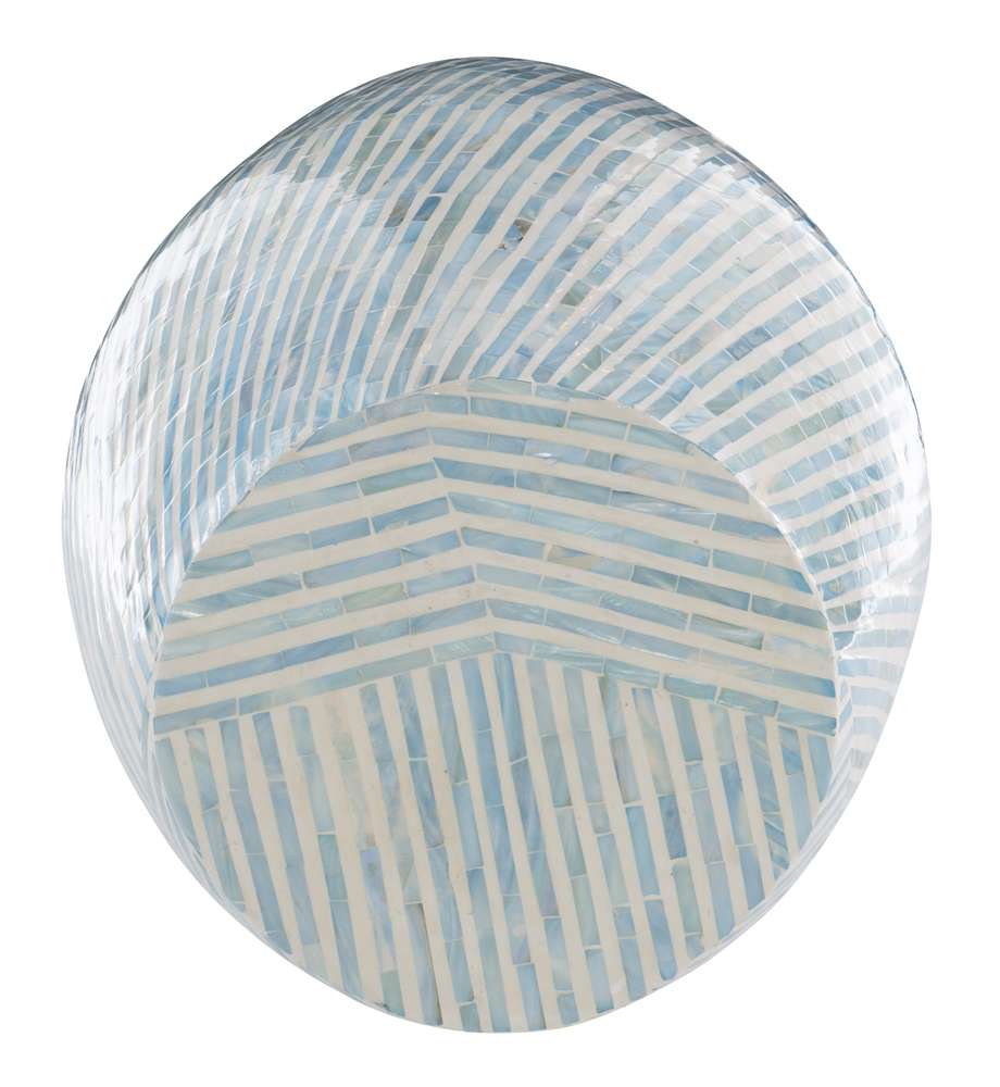 Linon Home Decor - Prianna Mosaic Capiz Drum Table  - PR1102LTBLU01ASU veiw 3