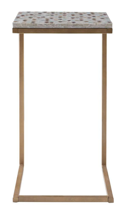 Linon Home Decor - Priscille Capiz Fish Mosaic Accent C Table  - PR1105GLD01U veiw 2