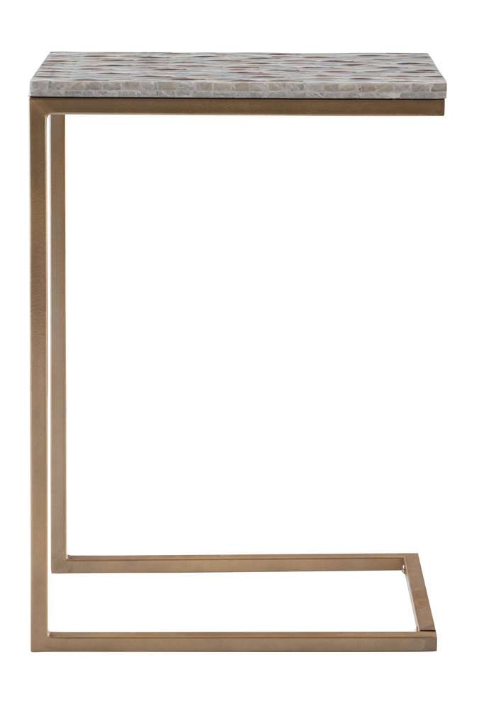 Linon Home Decor - Priscille Capiz Fish Mosaic Accent C Table  - PR1105GLD01U veiw 3