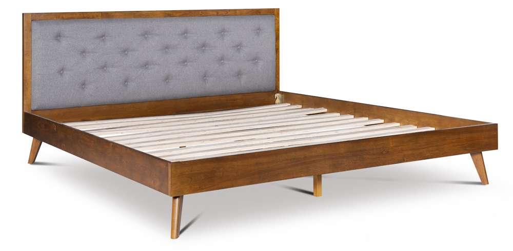 Linon Home Decor - Reid Mid Century Grey Platform King Bed - BD56KGRY01AB veiw 1
