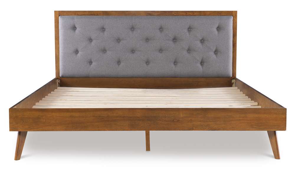 Linon Home Decor - Reid Mid Century Grey Platform King Bed - BD56KGRY01AB veiw 2