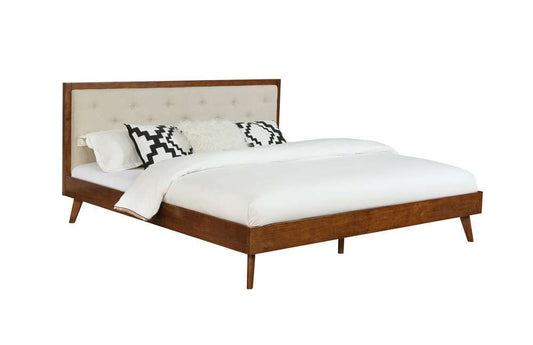 Linon Home Decor - Reid Mid Century Oatmeal Platform King Bed - BD57KOAT01AB veiw 1