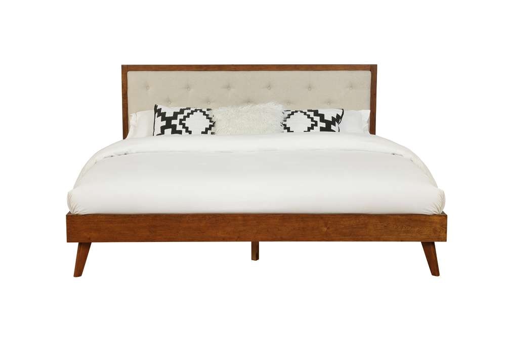 Linon Home Decor - Reid Mid Century Oatmeal Platform King Bed - BD57KOAT01AB veiw 4