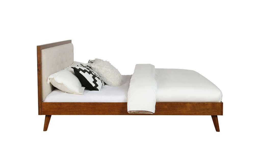 Linon Home Decor - Reid Mid Century Oatmeal Platform King Bed - BD57KOAT01AB veiw 5