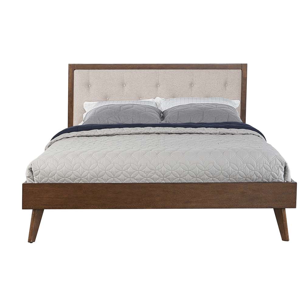 Linon Home Decor - Reid Mid Century Oatmeal Platform Queen Bed - BD55QOAT01AB veiw 1